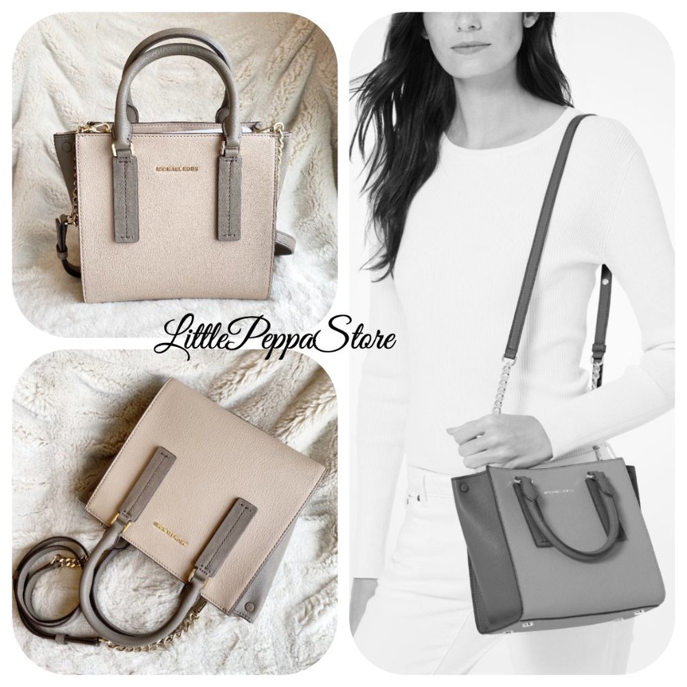 MICHAEL KORS ALESSA MESSENGER TRUFFLE/MUSHROOM